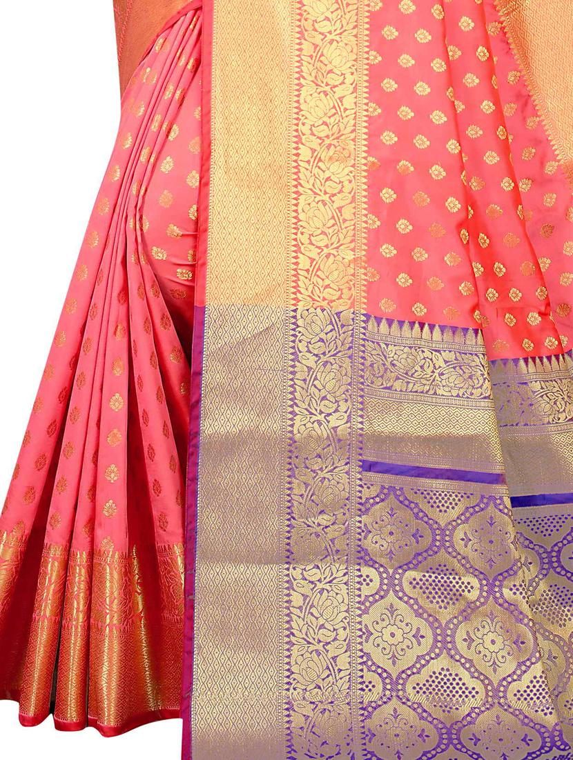jacquard kanjivaram saree with blouse - 17558182 - Zoom Image - 3