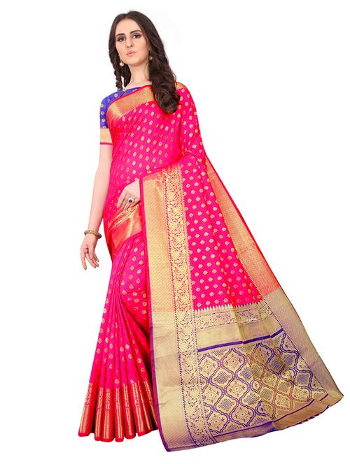 jacquard kanjivaram saree with blouse - 17558183 - Standard Image - 1