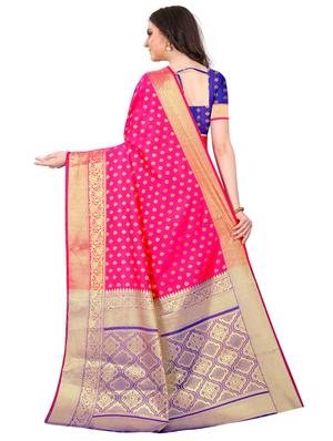 jacquard kanjivaram saree with blouse - 17558183 - Standard Image - 2