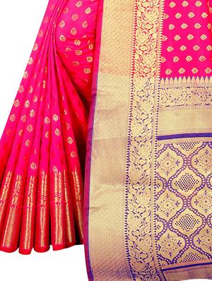 jacquard kanjivaram saree with blouse - 17558183 - Standard Image - 3