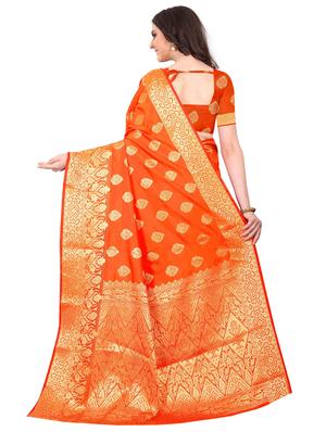 jacquard kanjivaram saree with blouse - 17558184 - Standard Image - 2