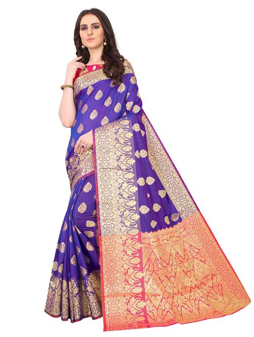 jacquard kanjivaram saree with blouse - 17558185 - Standard Image - 1