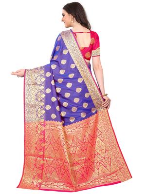 jacquard kanjivaram saree with blouse - 17558185 - Standard Image - 2