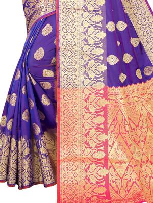 jacquard kanjivaram saree with blouse - 17558185 - Standard Image - 3