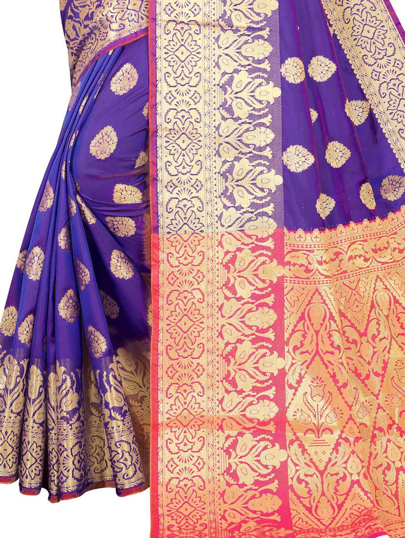 jacquard kanjivaram saree with blouse - 17558185 - Zoom Image - 3