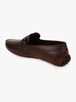 brown synthetic slip on loafers - 17558193 - Standard Image - 3