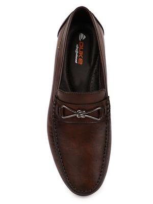 brown synthetic slip on loafers - 17558193 - Standard Image - 4