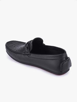 black synthetic slip on loafers - 17558198 - Standard Image - 3