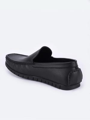 black synthetic slip on loafers - 17558201 - Standard Image - 3