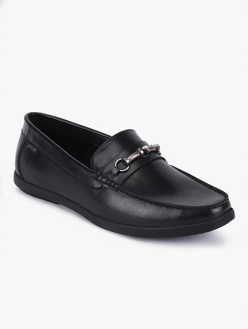 black synthetic slip on loafers - 17558202 - Standard Image - 1