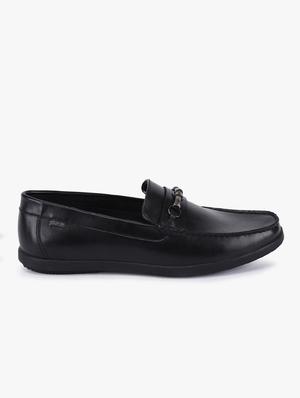 black synthetic slip on loafers - 17558202 - Standard Image - 2
