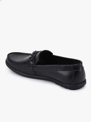 black synthetic slip on loafers - 17558202 - Standard Image - 3