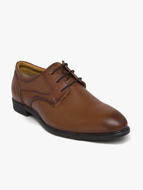 tan synthetic lace up shoes - 17558215 - Standard Image - 1
