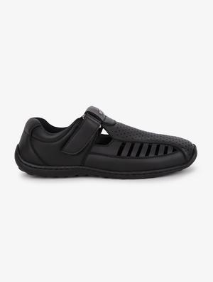 black synthetic & mesh slip on sandals - 17558232 - Standard Image - 2