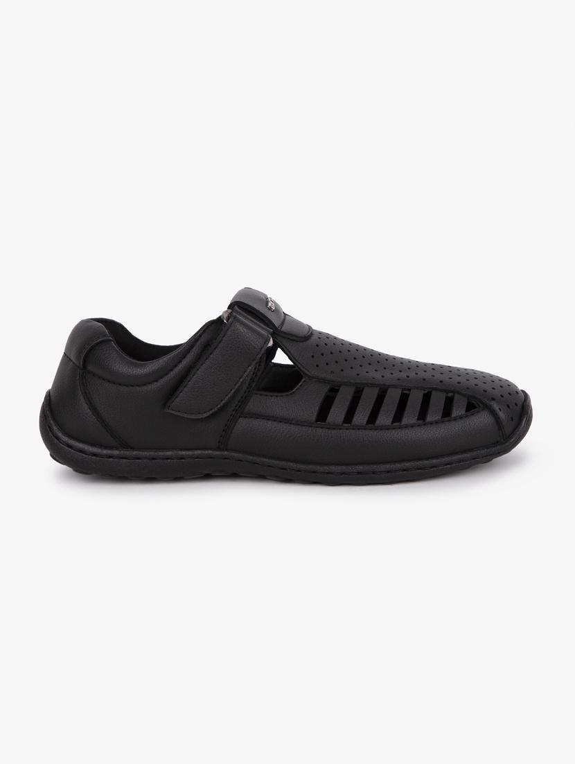 black synthetic & mesh slip on sandals - 17558232 - Zoom Image - 2