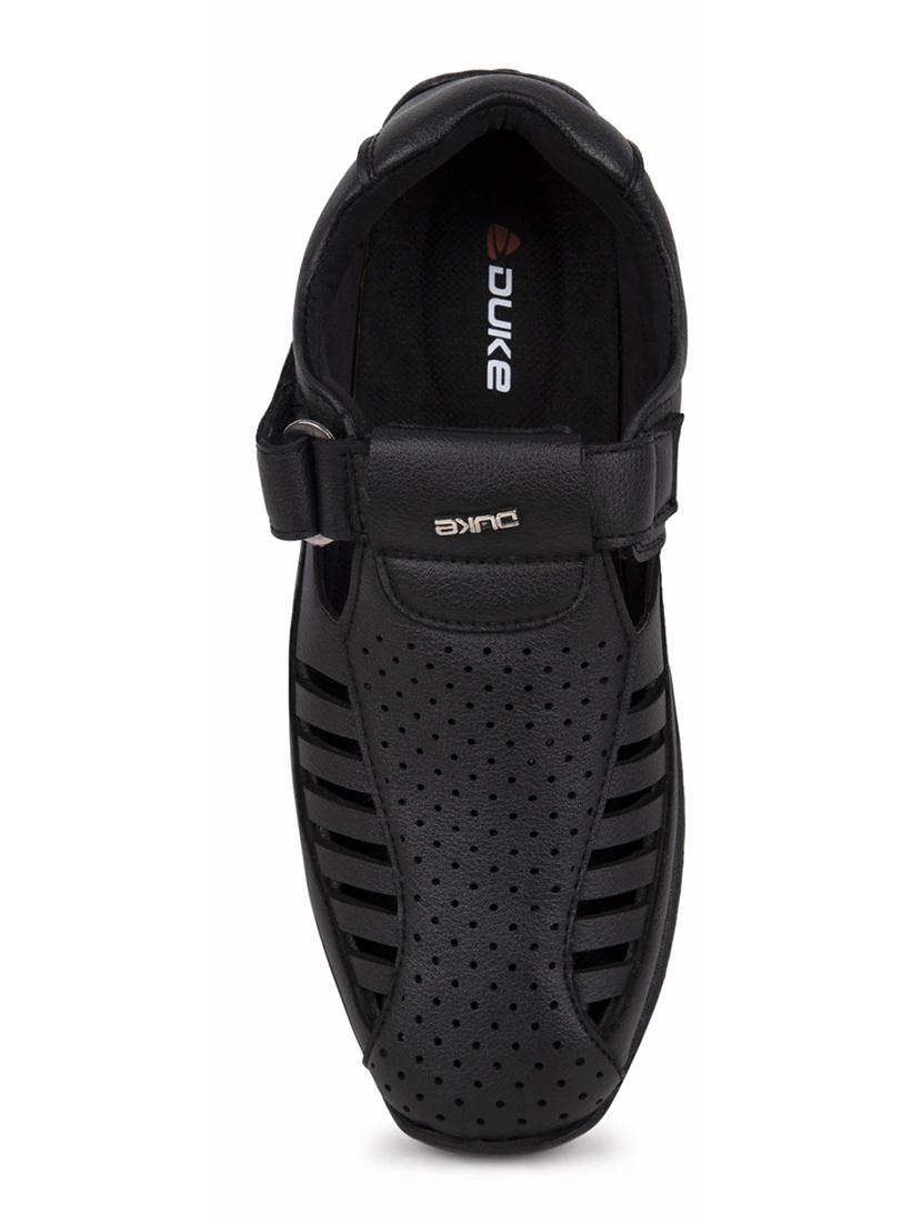 black synthetic & mesh slip on sandals - 17558232 - Zoom Image - 4