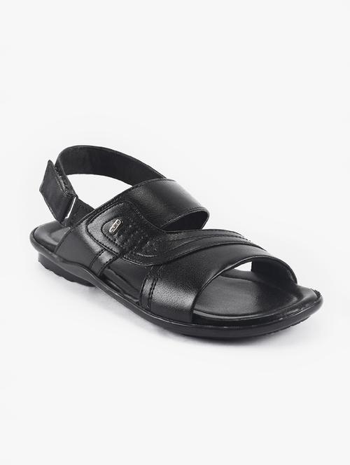 black synthetic & mesh back strap sandals - 17558234 - Standard Image - 1