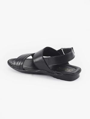 black synthetic & mesh back strap sandals - 17558234 - Standard Image - 3