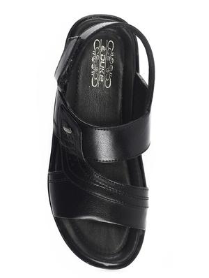 black synthetic & mesh back strap sandals - 17558234 - Standard Image - 4