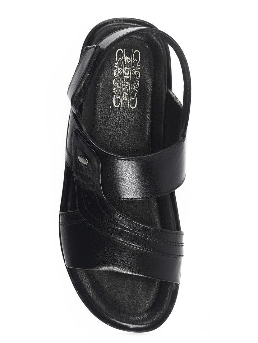 black synthetic & mesh back strap sandals - 17558234 - Zoom Image - 4