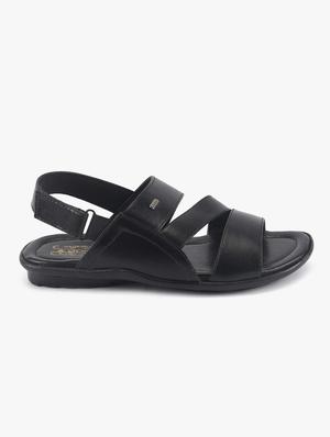 black synthetic & mesh back strap sandals - 17558235 - Standard Image - 2