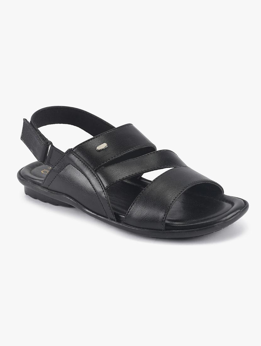 black synthetic & mesh back strap sandals - 17558235 - Zoom Image - 1
