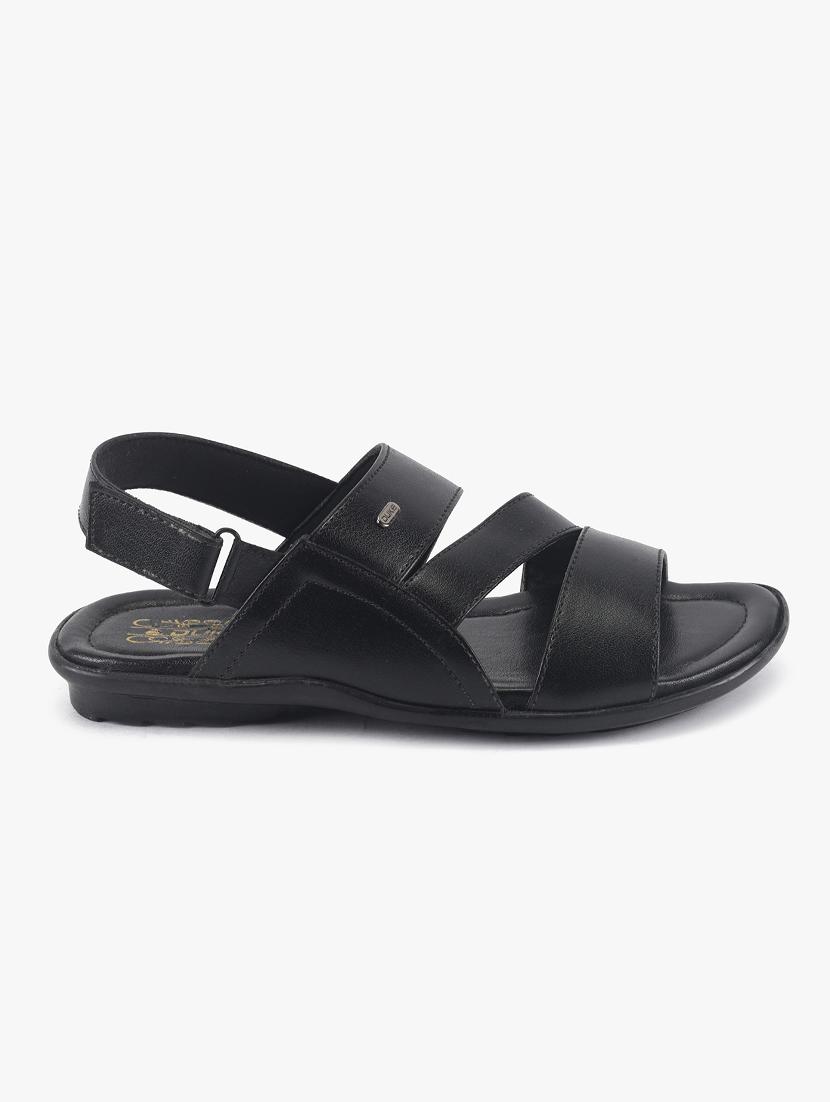 black synthetic & mesh back strap sandals - 17558235 - Zoom Image - 2