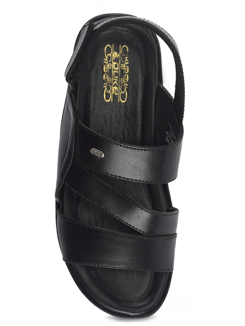 black synthetic & mesh back strap sandals - 17558235 - Zoom Image - 4