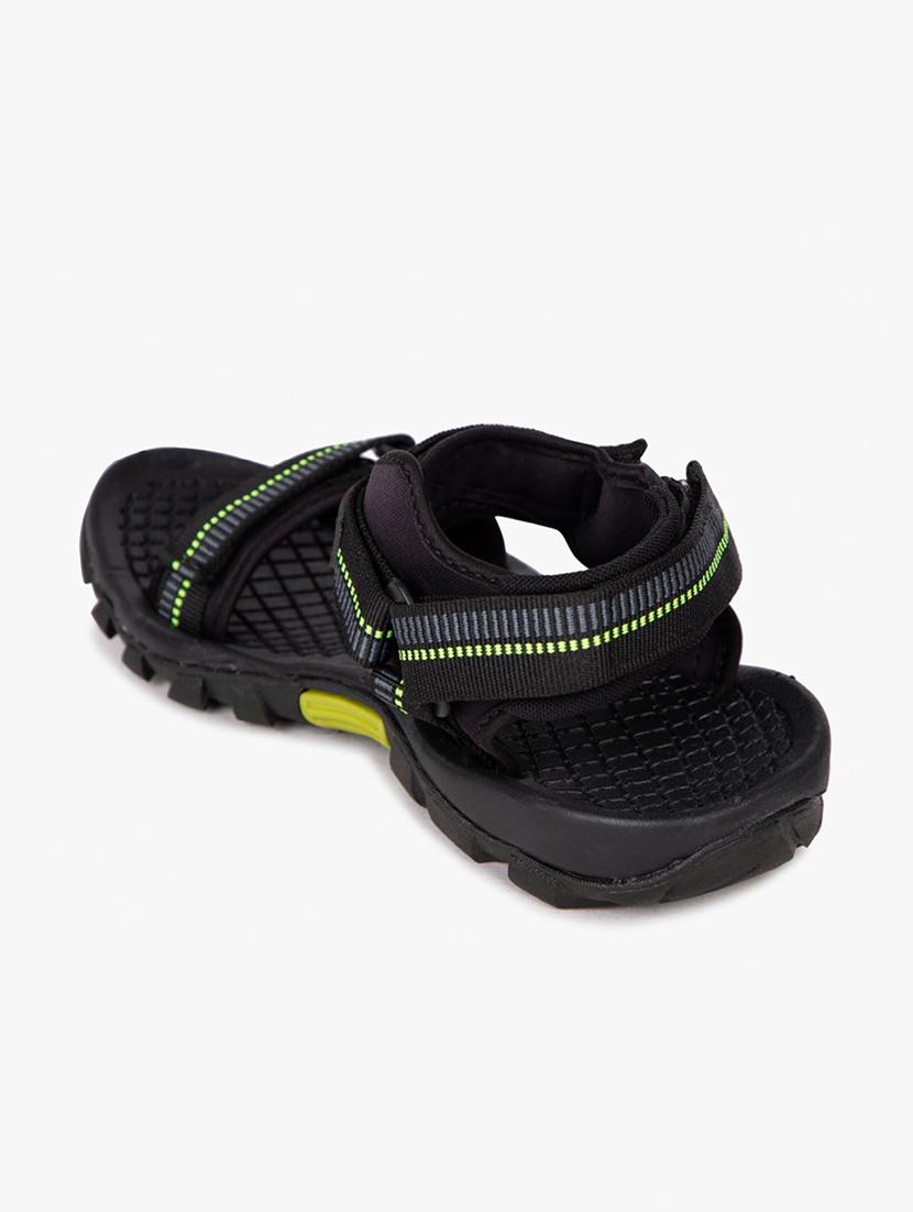 black synthetic & mesh back strap sandals - 17558238 - Zoom Image - 3