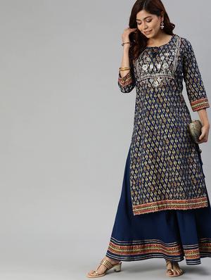 printed kurta palazzo set - 17558445 - Standard Image - 4
