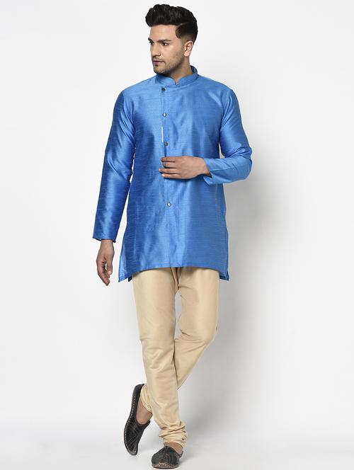 blue self design kurta - 17558477 - Standard Image - 1