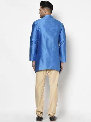 blue self design kurta - 17558477 - Standard Image - 3