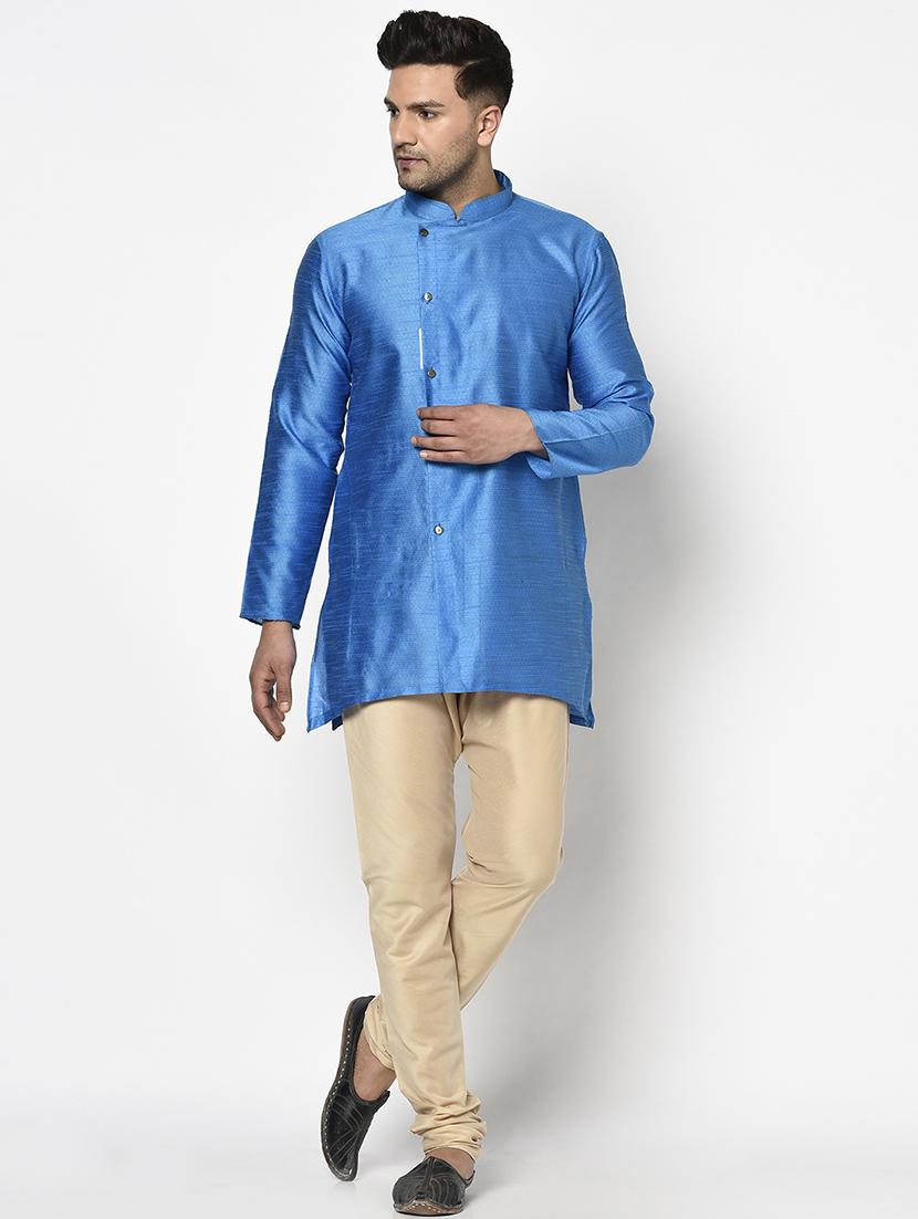 blue self design kurta - 17558477 - Zoom Image - 1