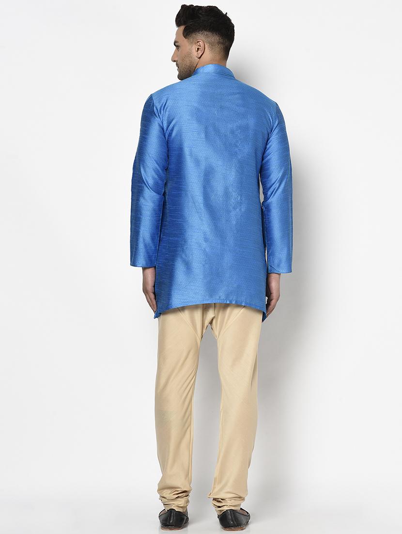 blue self design kurta - 17558477 - Zoom Image - 3