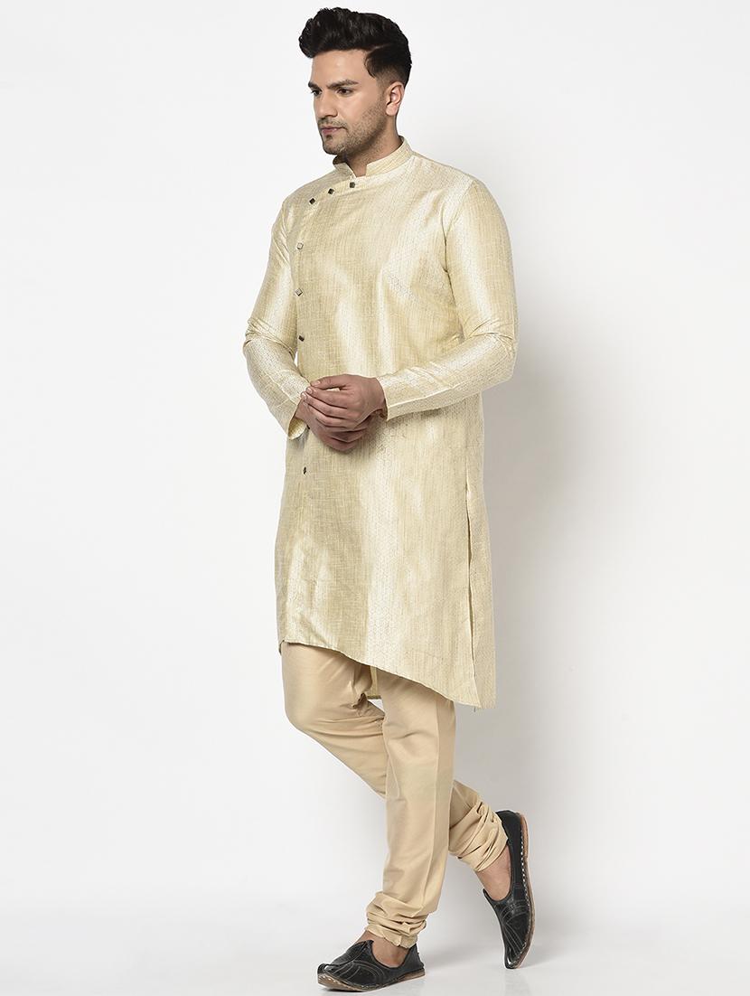 beige self design long kurta - 17558479 - Zoom Image - 2