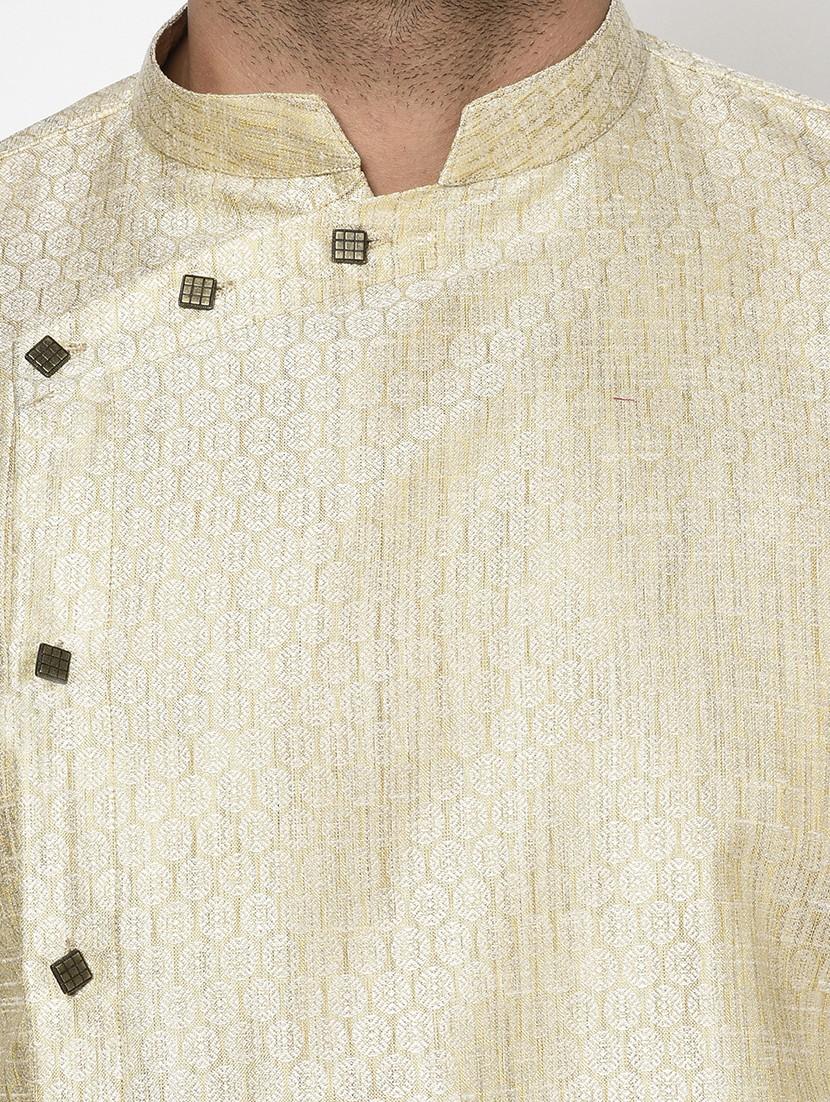 beige self design long kurta - 17558479 - Zoom Image - 4