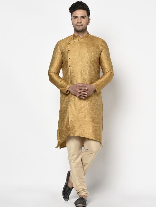 orange self design long kurta - 17558481 - Standard Image - 1