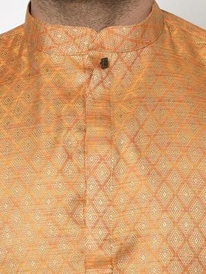 orange self design long kurta - 17558481 - Standard Image - 4