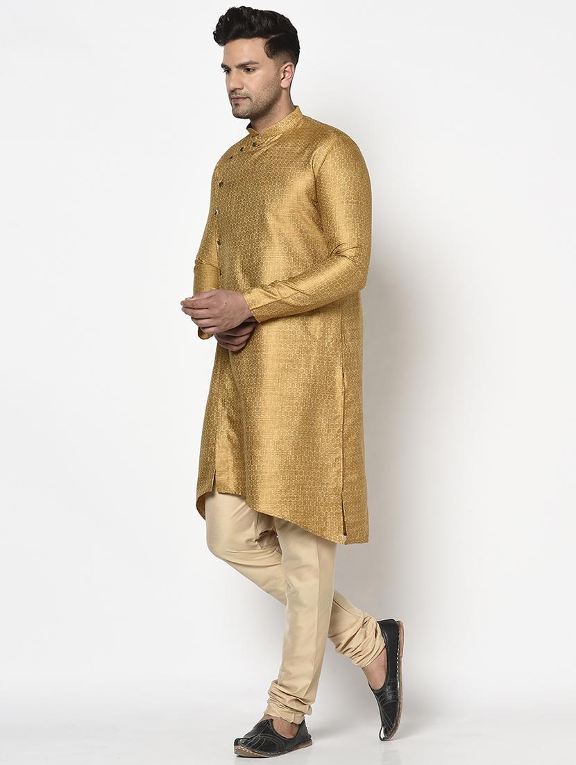 orange self design long kurta - 17558481 - Zoom Image - 2