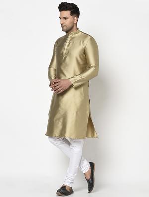 gold self design long kurta - 17558484 - Standard Image - 2