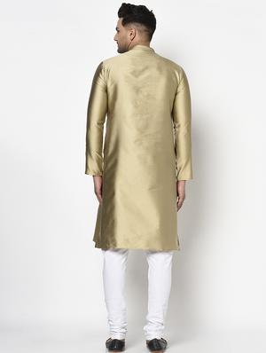 gold self design long kurta - 17558484 - Standard Image - 3