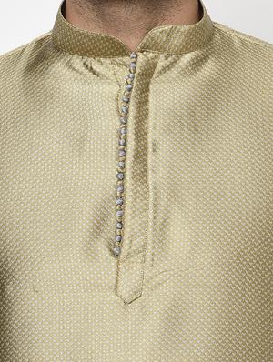 gold self design long kurta - 17558484 - Standard Image - 4
