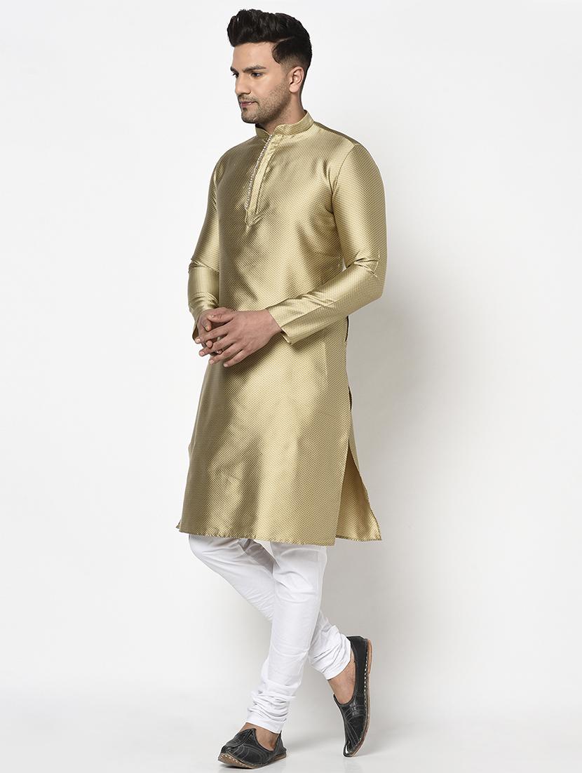 gold self design long kurta - 17558484 - Zoom Image - 2