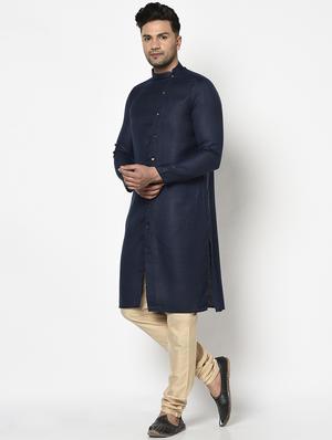 dark blue solid long kurta - 17558489 - Standard Image - 2