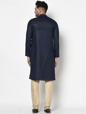 dark blue solid long kurta - 17558489 - Standard Image - 3