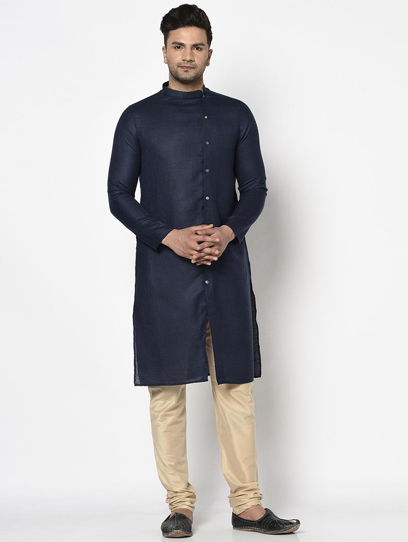dark blue solid long kurta - 17558489 - Zoom Image - 1