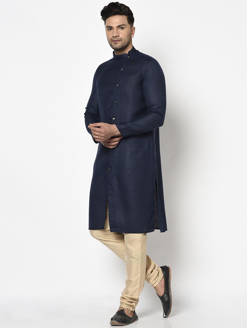 dark blue solid long kurta - 17558489 - Zoom Image - 2
