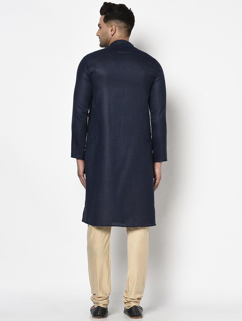 dark blue solid long kurta - 17558489 - Zoom Image - 3