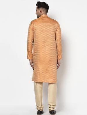 orange self design long kurta - 17558491 - Standard Image - 3