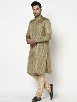 brown self design long kurta - 17558493 - Standard Image - 2